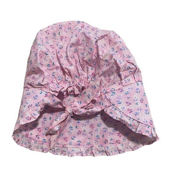 Pink Flower Bonnet Elastic Back and Tie - Picture 3 of 9